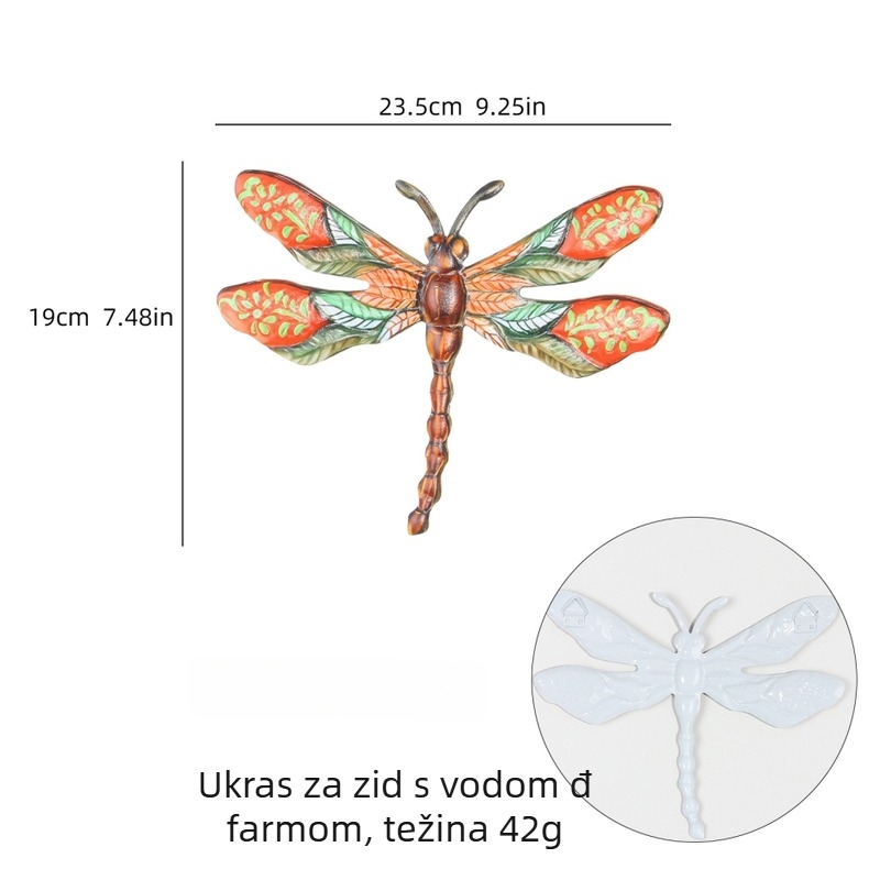 Dragonfly kovana zidna dekoracija — za vrt i dom (Materijal: kovano željezo; Kategorija: zidna umjetnost od željeza; Primjena: univerzalno, vrt, unutarnje i vanjske)