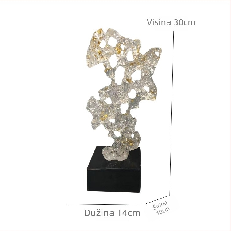 Taihu kamen ukras – prozirna smola skulptura, kineski stil (Materijal: Sintetička smola; Kategorija: Skulptura; Pakiranje: Drvena kutija)