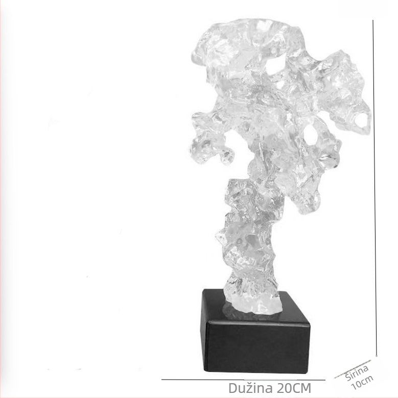 Taihu kamen ukras – prozirna smola skulptura, kineski stil (Materijal: Sintetička smola; Kategorija: Skulptura; Pakiranje: Drvena kutija)