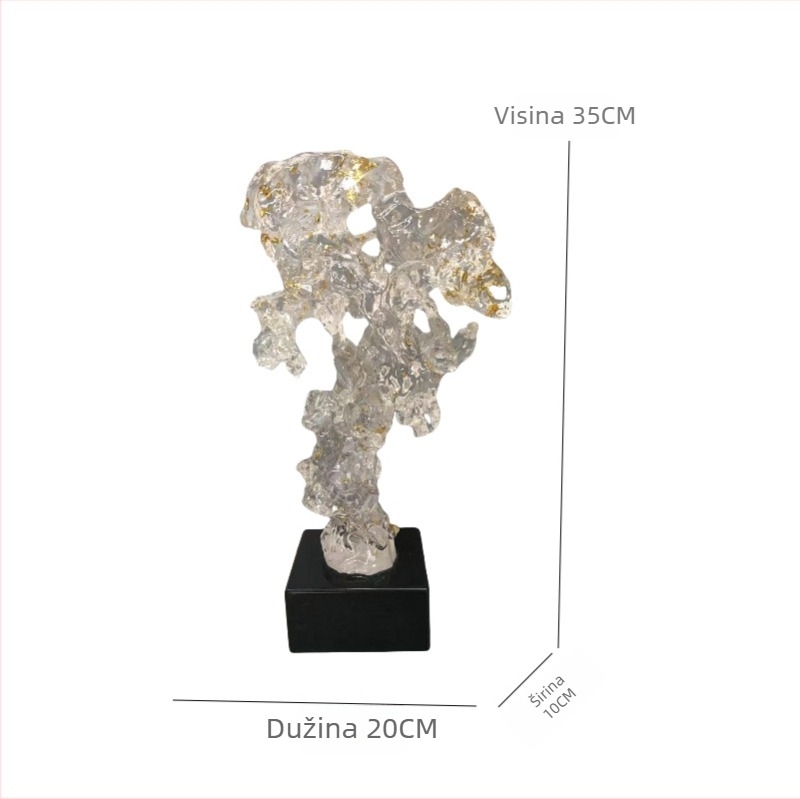 Taihu kamen ukras – prozirna smola skulptura, kineski stil (Materijal: Sintetička smola; Kategorija: Skulptura; Pakiranje: Drvena kutija)