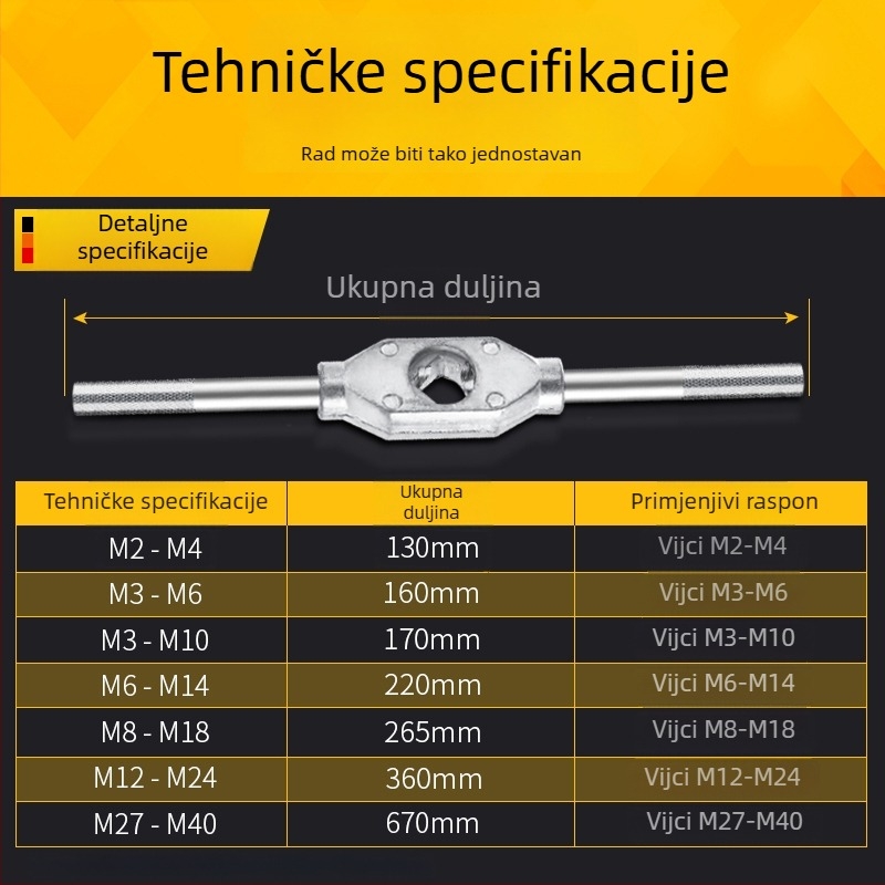 Ručni Tap Wrench M2-4, M12-M24, M18-M36