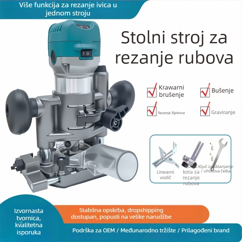 Bolime Višenamjenski stroj za obradu drveta s podešavajućom brzinom za freanje, drážkovanje i graviranje, 220V, Serija 3700, pogodan za bakelitne i aluminijsko-plastične ploče