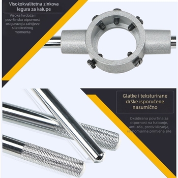Zinc alloy die reamer wrench and die holder set, Round Tooth Reamer, M3-M22