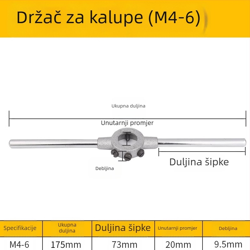 Zinc alloy die reamer wrench and die holder set, Round Tooth Reamer, M3-M22
