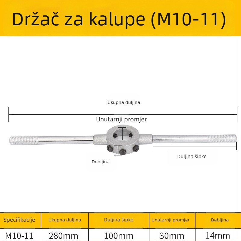 Zinc alloy die reamer wrench and die holder set, Round Tooth Reamer, M3-M22