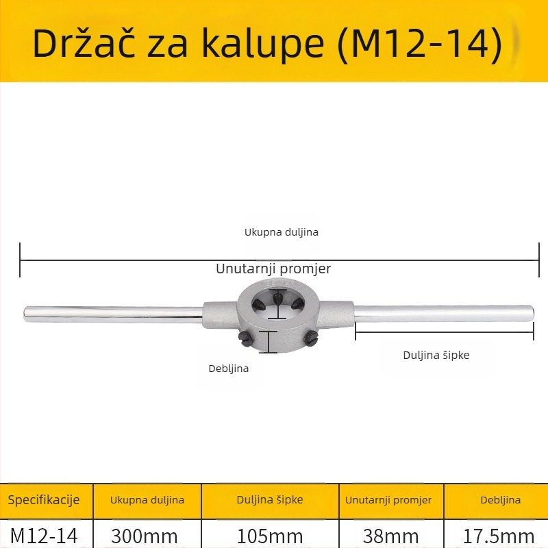 Zinc alloy die reamer wrench and die holder set, Round Tooth Reamer, M3-M22