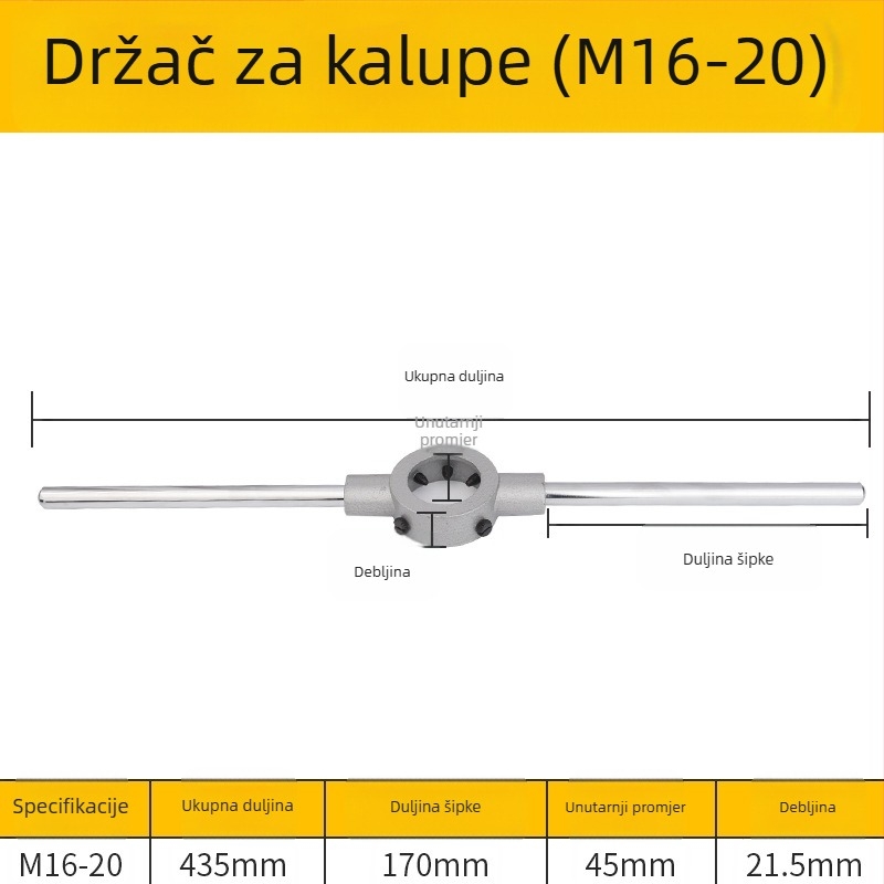 Zinc alloy die reamer wrench and die holder set, Round Tooth Reamer, M3-M22