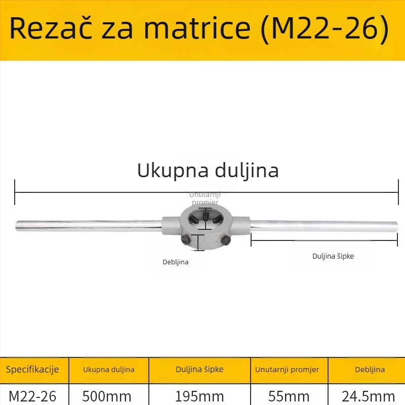 Zinc alloy die reamer wrench and die holder set, Round Tooth Reamer, M3-M22