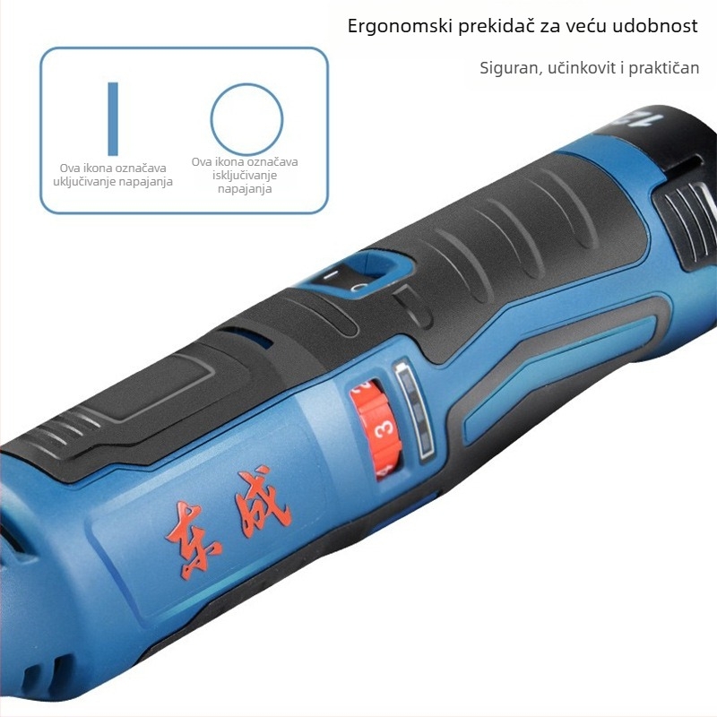 Dongcheng DCSJ10E Bežična električna glava za brušenje s Li‑ion baterijom, 12V, 0,41 kg