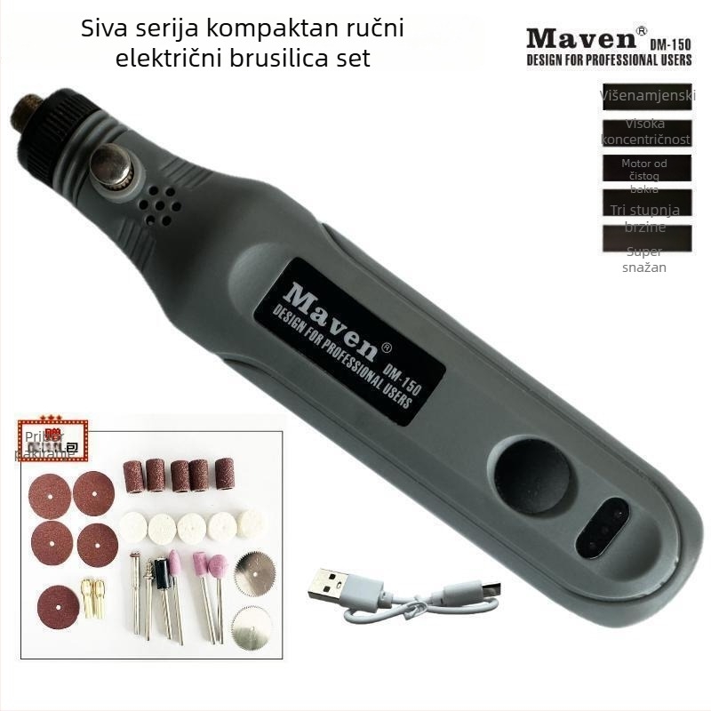 MAVEN Mini bežični ručni električni brus za graviranje i poliranje nefrita – Punja Li‑ion baterija, 5V, USB kabel uključen, težina 0.139 kg