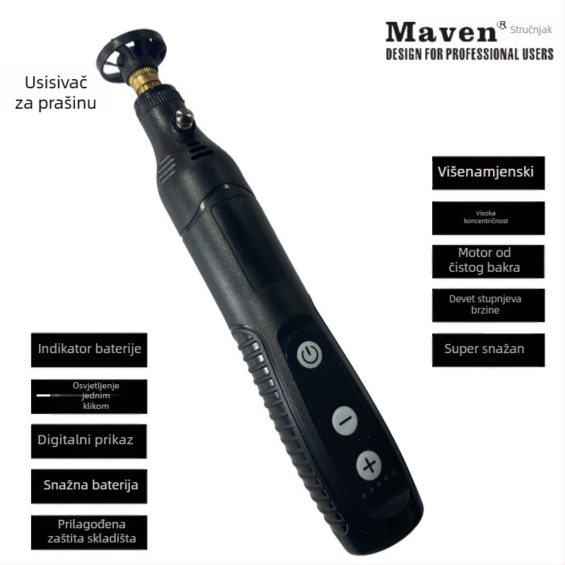 MAVEN Mini bežični ručni električni brus za graviranje i poliranje nefrita – Punja Li‑ion baterija, 5V, USB kabel uključen, težina 0.139 kg
