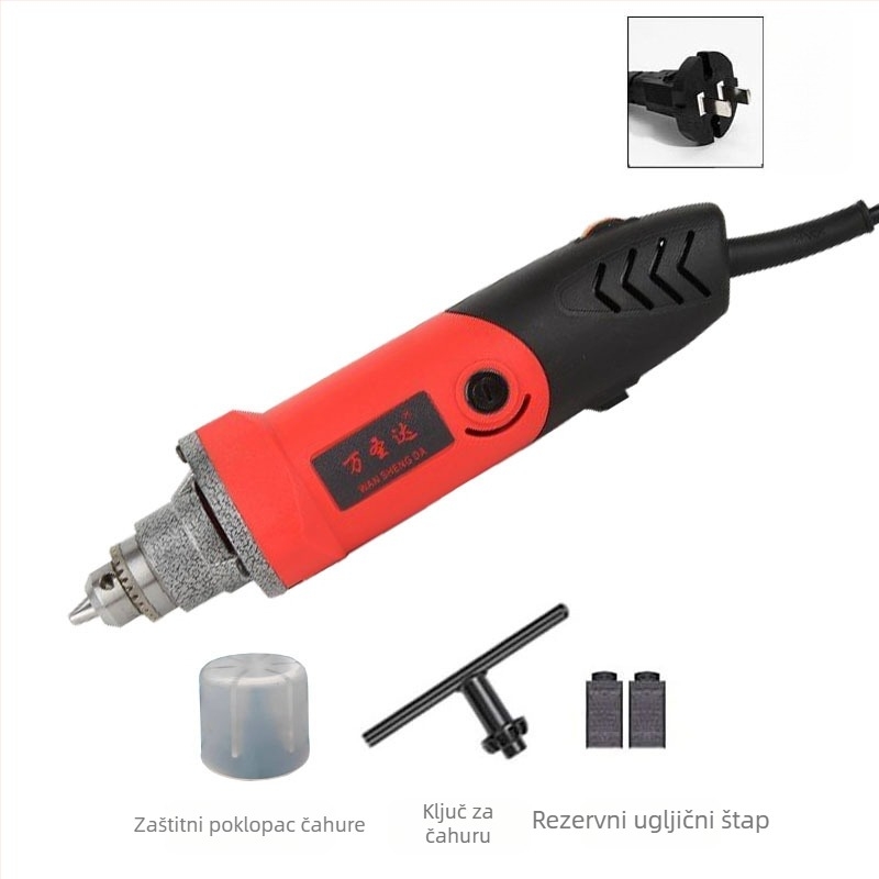 Električna brusilica s 6 mm držačem, visoke brzine, 220V, kabel 1,6 m, za brušenje, poliranje i bušenje