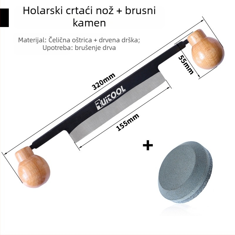 RUITOOL Draw Knife, dvoručni drvosječa nož s ravnim oštricom za plosko hobanje