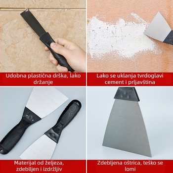 Declo špatula za gletanje, od ugljičnog čelika, debelo ojačano, plosnati tip noža za struganje boje sa zida