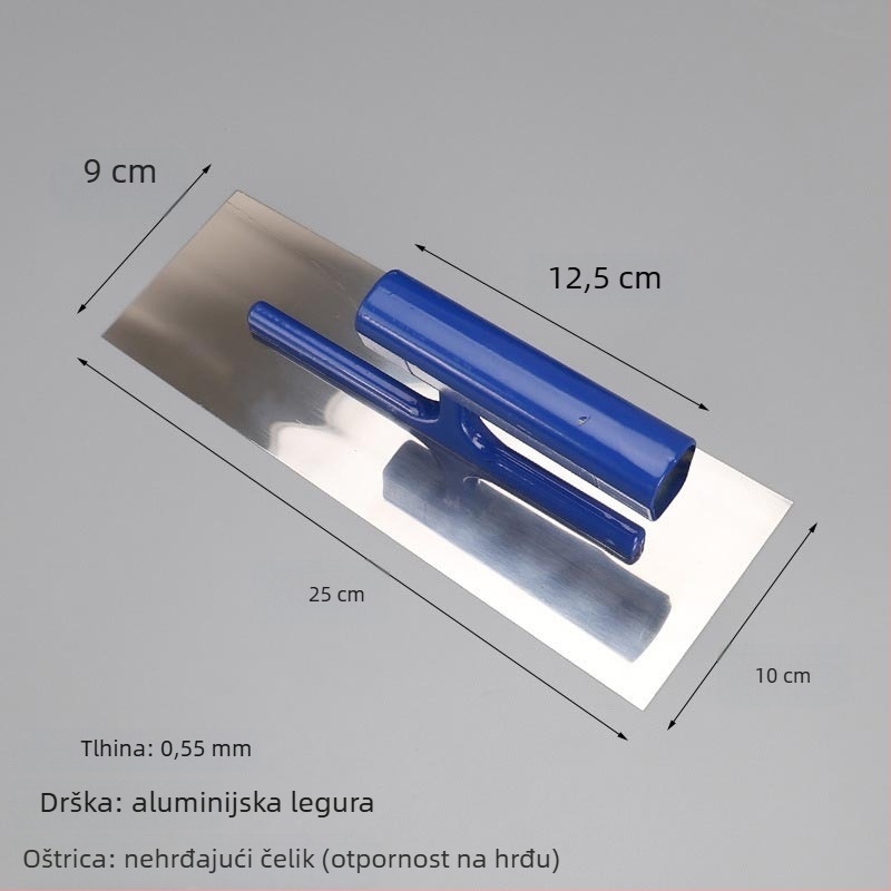 Špatula za malter od nehrđajućeg čelika s drvenom drškom – zidarski radovi, model za pločice