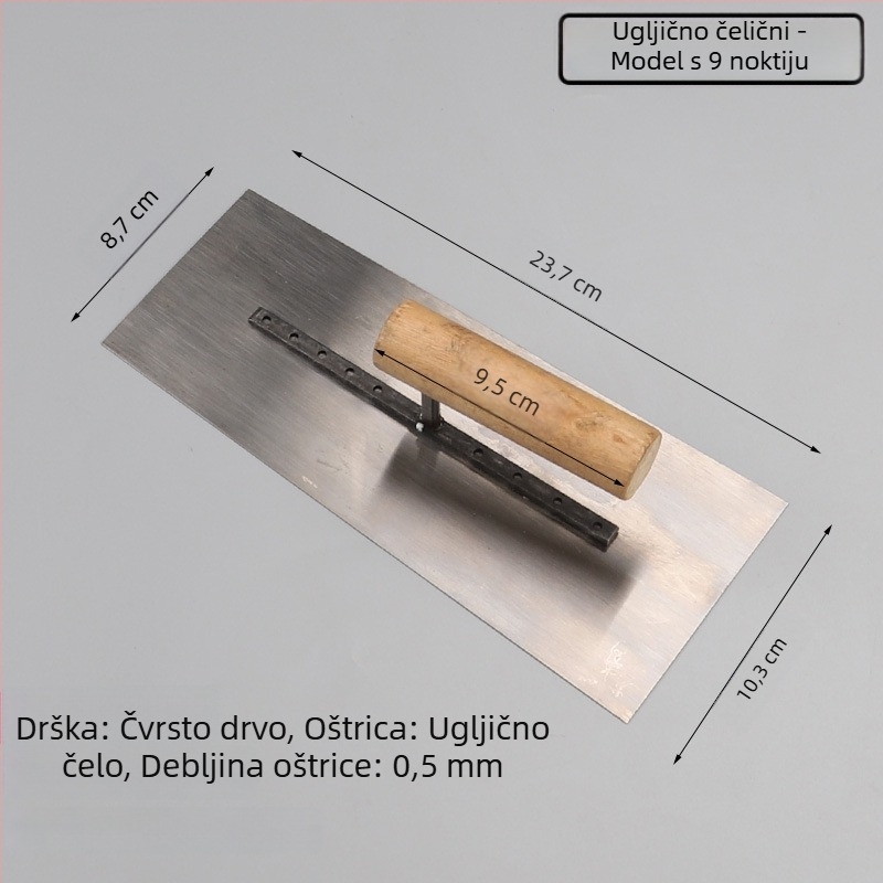Špatula za malter od nehrđajućeg čelika s drvenom drškom – zidarski radovi, model za pločice