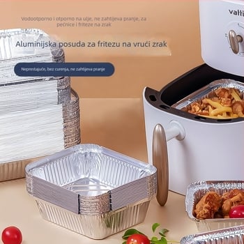 Matarile Posuda od aluminijske folije za air fryer, pravokutna, jednokratna, 1000 kom., pogodna za mikrovalnu