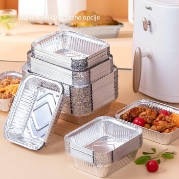 Matarile Posuda od aluminijske folije za air fryer, pravokutna, jednokratna, 1000 kom., pogodna za mikrovalnu