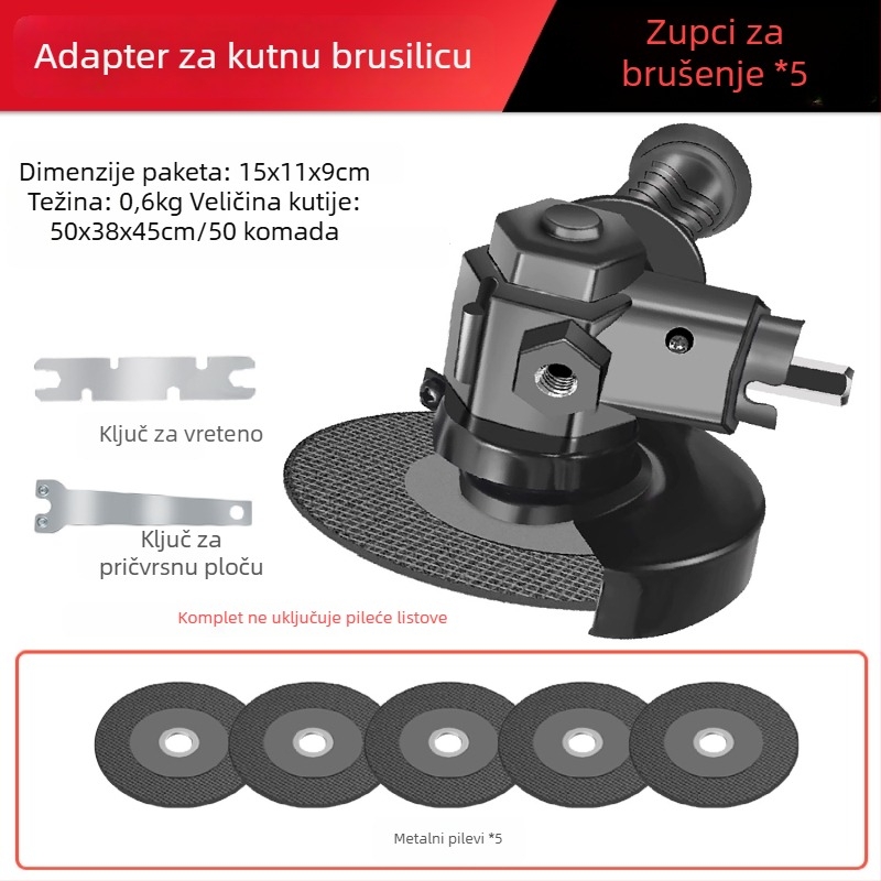 Glava pretvarača za kutnu brusilicu za bušilicu – karbonsko čelik, za kućnu upotrebu
