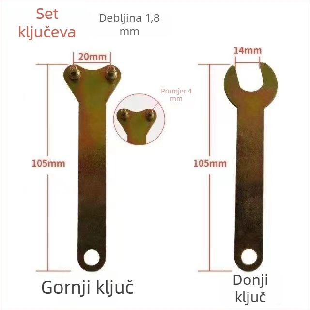 Adapter za električni ključ, kutnu brusilicu i bušilicu – dvije čeljusti, pločica za pritiskanje, karbonsko čelik