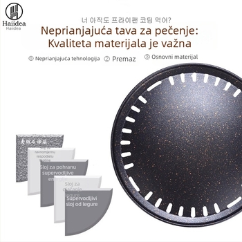 Korejskog stila okrugla aluminijska ploča za roštilj, bezdimna, s nelepivom površinom, višefunkcionalna, lako se čisti