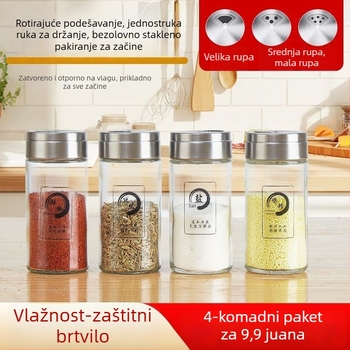 Stakleni set posuda za začine: papar, sol i MSG — moderni minimalistički dizajn, posude za čvrste začine, mogućnost logotipa