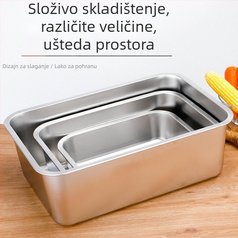 Nehrđajući čelični četvrtasti duboki tanjur, 201-razina, glatka površina, novi kineski stil