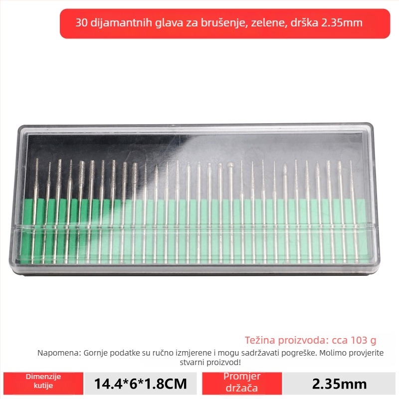 Set glava za brušenje za frezu: glava za brušenje iz emery legure, dijamantna glava za brušenje, rotirajući alat, freza, set alata za brušenje