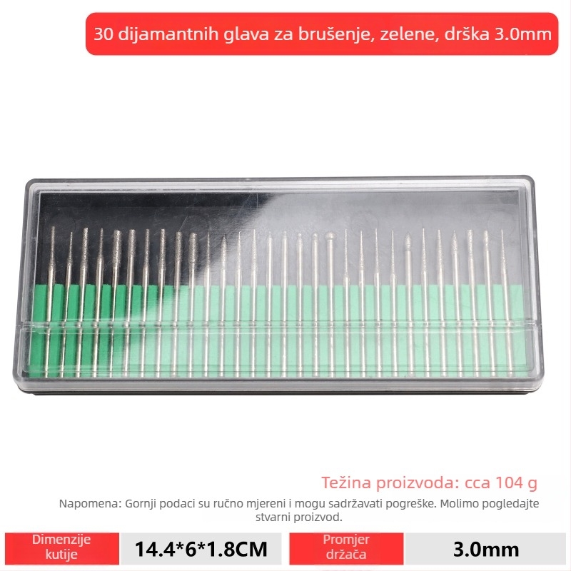 Set glava za brušenje za frezu: glava za brušenje iz emery legure, dijamantna glava za brušenje, rotirajući alat, freza, set alata za brušenje