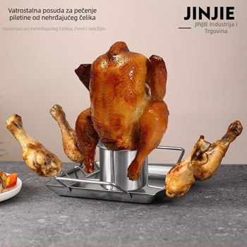Nehrđajuća čelična sklopiva grill rešetka za piletinu i puretinu, prijenosna, kvadratnog oblika, 624 g
