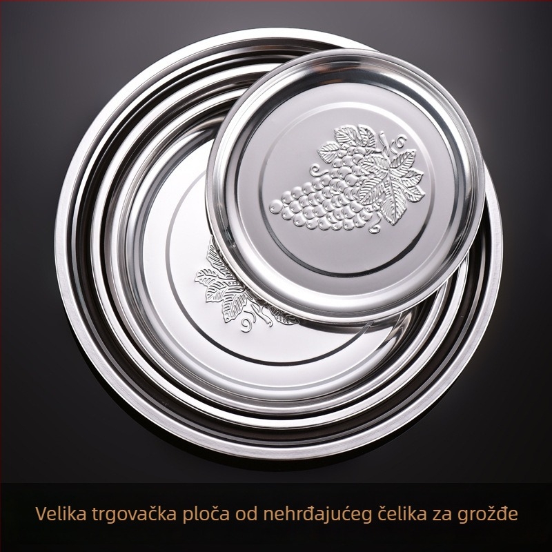 Nehrđajući čelični kružni pladanj s cvjetnim uzorkom, magnetska baza za roštilj, moguć prilagođeni logotip