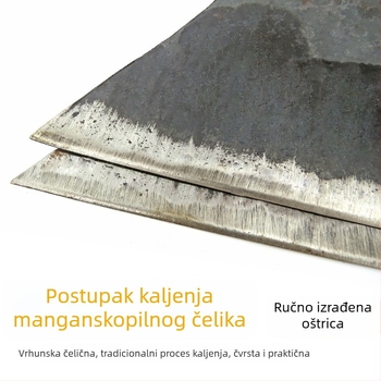 Zidna lopatica s drvenom drškom, produžena, teška, od mangan čelika, za kućnu dekoraciju