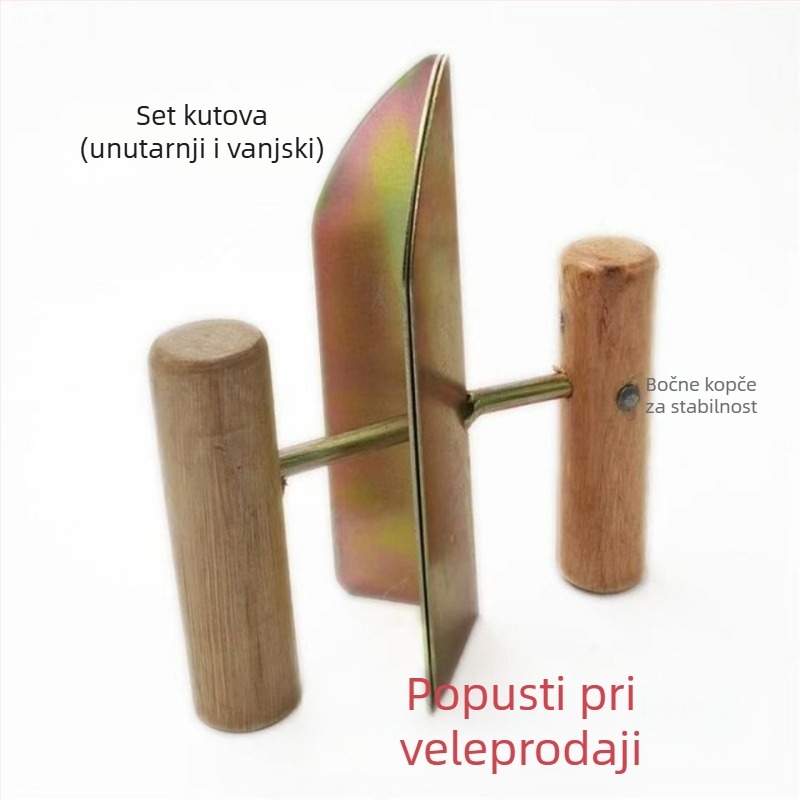 Kutni scraper s debelim drvenim držalom za diatomitni mort – unutarnje i vanjske kutove, žbuka i bojanje