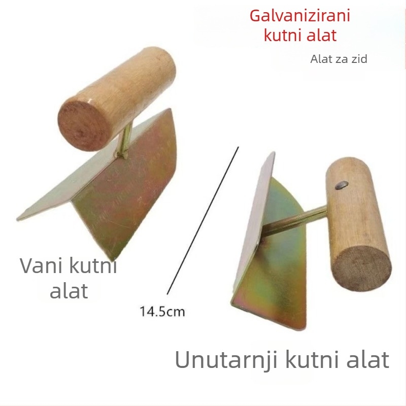Kutni scraper s debelim drvenim držalom za diatomitni mort – unutarnje i vanjske kutove, žbuka i bojanje