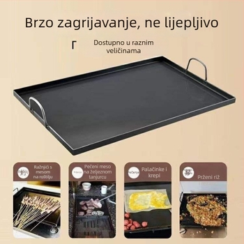 Teppanyaki grill ploča – željezna, kvadratnog oblika, sklopiva, za kućnu i komercijalnu upotrebu