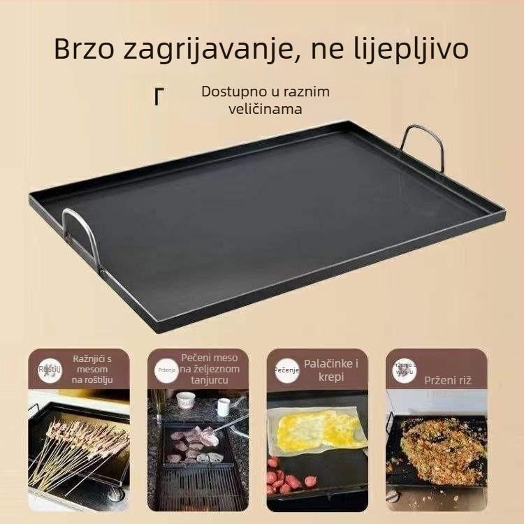 Teppanyaki grill ploča – željezna, kvadratnog oblika, sklopiva, za kućnu i komercijalnu upotrebu