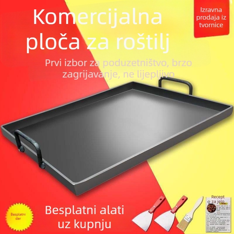 Teppanyaki grill ploča – željezna, kvadratnog oblika, sklopiva, za kućnu i komercijalnu upotrebu