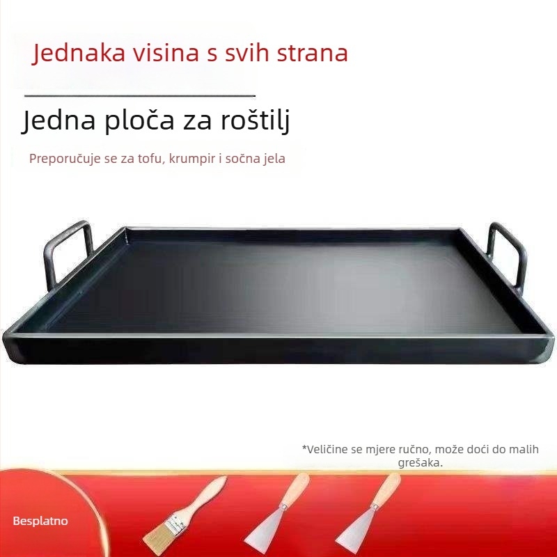 Teppanyaki grill ploča – željezna, kvadratnog oblika, sklopiva, za kućnu i komercijalnu upotrebu