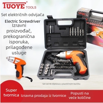 TUOYE Mini bežični električni odvijač s četkasti motorom i set pištolne bušilice, DC ≤ 48V, naprijed/nazad