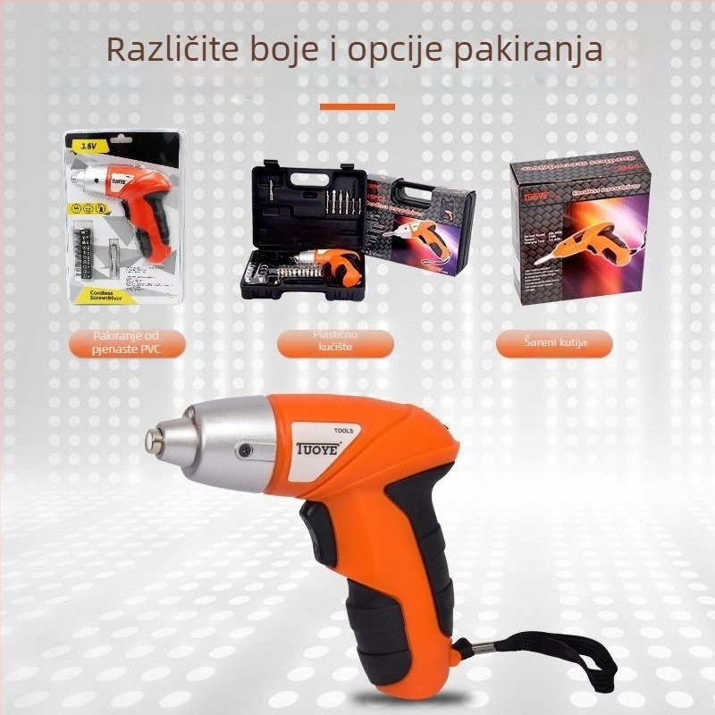 TUOYE Mini bežični električni odvijač s četkasti motorom i set pištolne bušilice, DC ≤ 48V, naprijed/nazad
