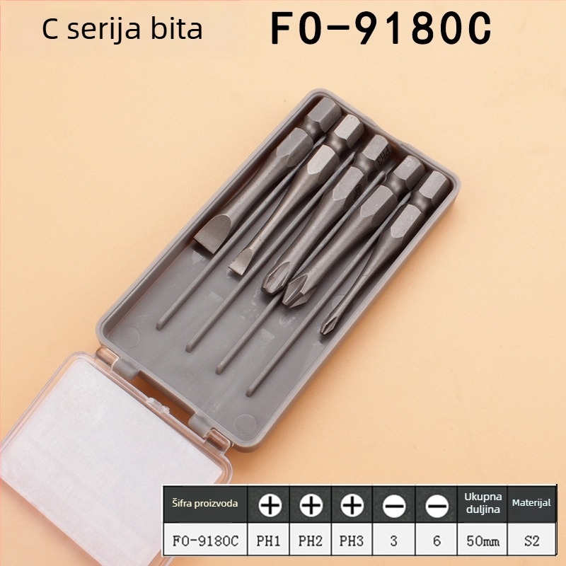 5-bitni set odvijača s pet različitih vrhova, od S2 čelične alatne, neizolirani, za zatezanje vijaka
