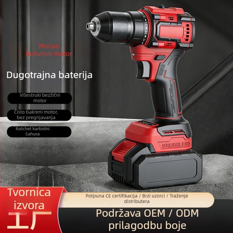 Guofan Bežično bušilica‑odvijač s pištoljnim držajem, 18–21V Li‑ion, fiksna brzina, za zavrtanje i bušenje metala i betona