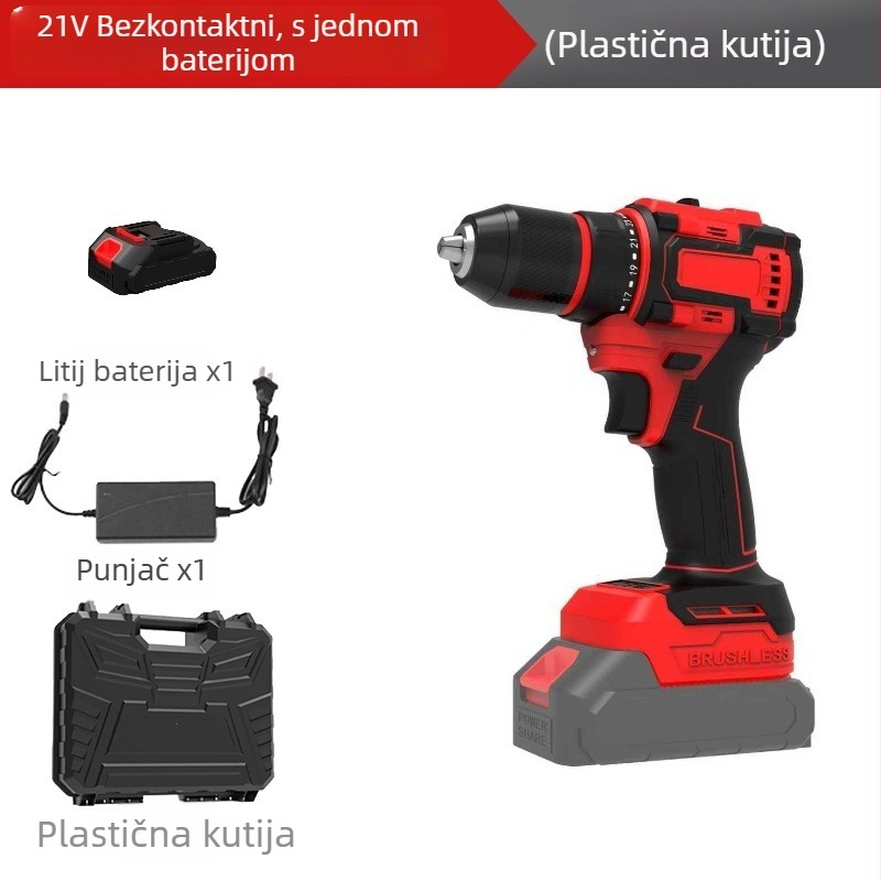 Guofan Bežično bušilica‑odvijač s pištoljnim držajem, 18–21V Li‑ion, fiksna brzina, za zavrtanje i bušenje metala i betona