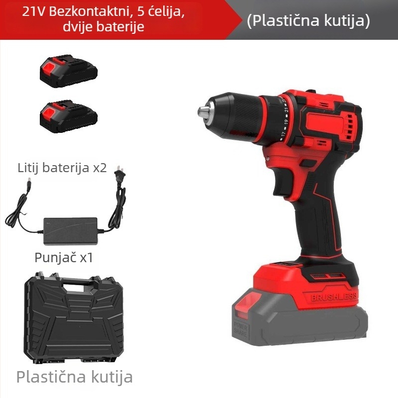 Guofan Bežično bušilica‑odvijač s pištoljnim držajem, 18–21V Li‑ion, fiksna brzina, za zavrtanje i bušenje metala i betona