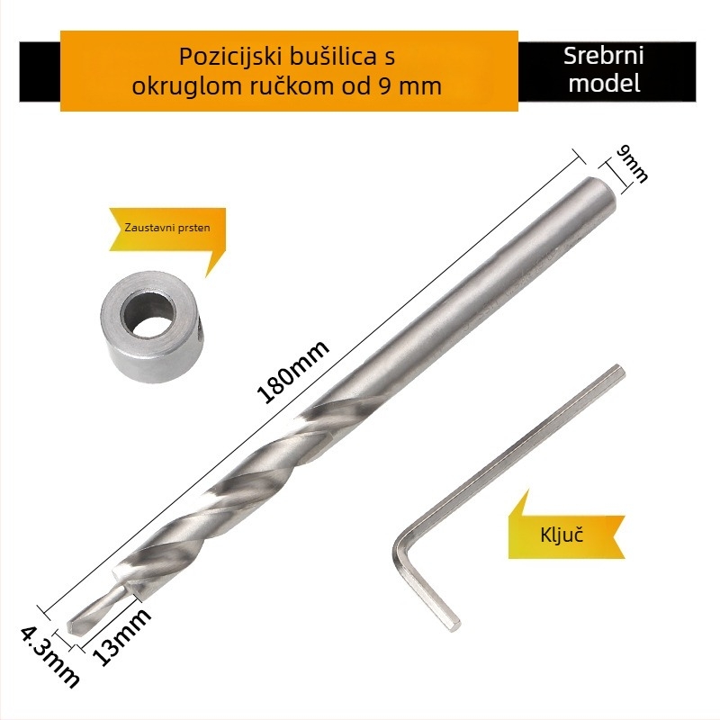 Krokno bušilica za drvo s šesterokutnim trnom, promjer 9 mm i 9,5 mm, produženo, 118° vanjska oštrica