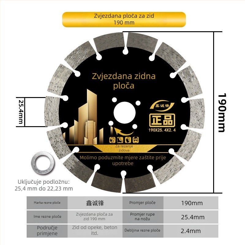 Dijamantni disk za beton – marka Xin Chengfeng, model King Kong Slot, proces sinteriranja, pogodan za obradu betona