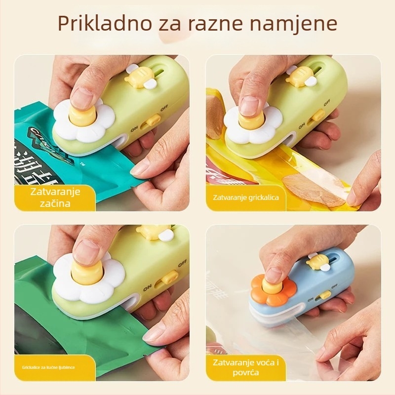 Mini ručna mašina za pečaćenje za kućnu upotrebu, zatvarač plastnih vrećica za grickice i očuvanje hrane.