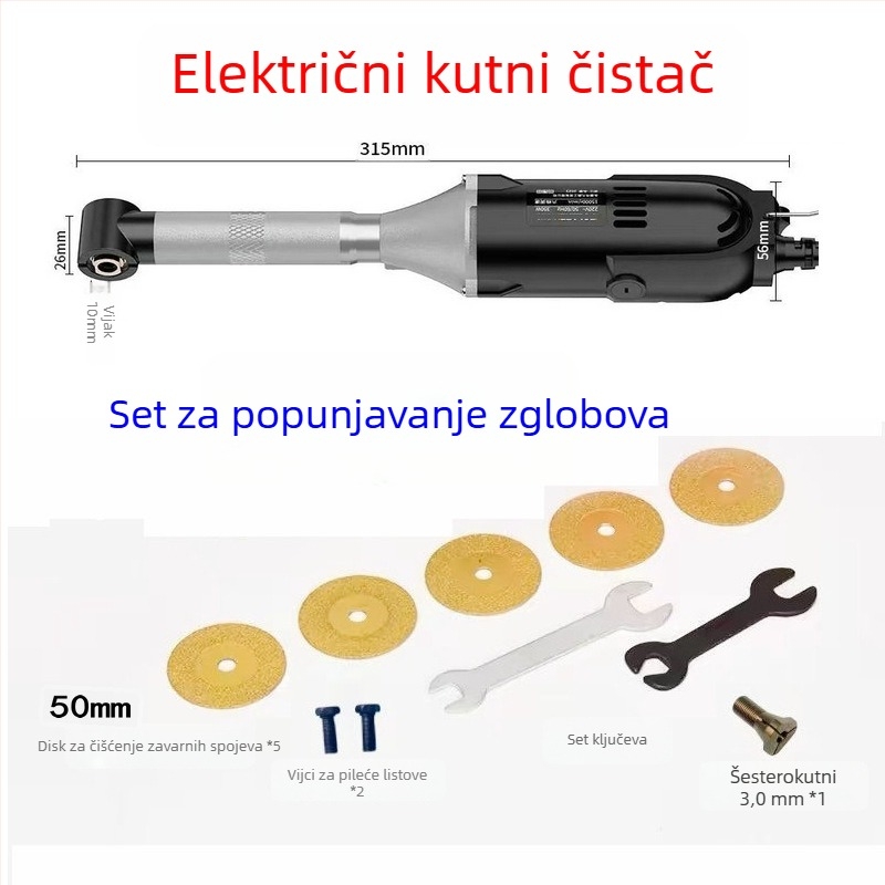 WANSHENG 90° kutna brusilica za graviranje i poliranje, šestostupanjska regulacija, mrežno napajanje, 110–240V