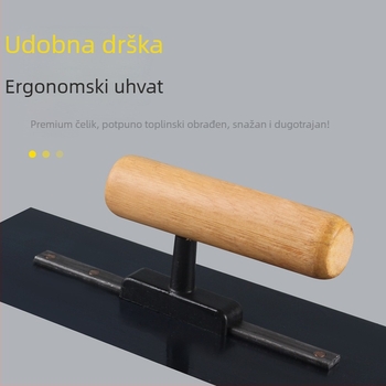 Špatula za žbuku od nehrđajućeg čelika s debelom oštricom i dugom drvenom drškom za podne zidarske radove