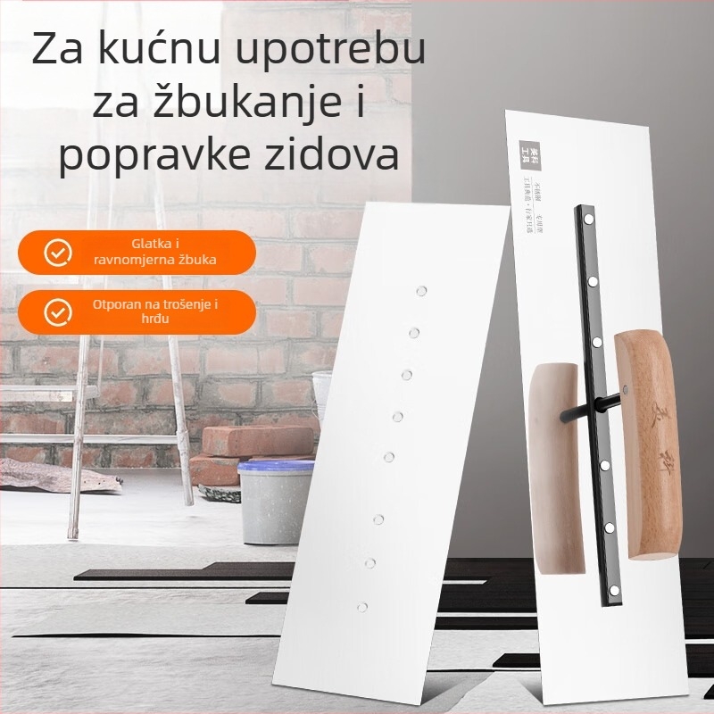 Set alata od nehrđajućeg čelika za žbukanje i zidanje: lopatica za žbukanje, strugalica za kit, zidarski alati